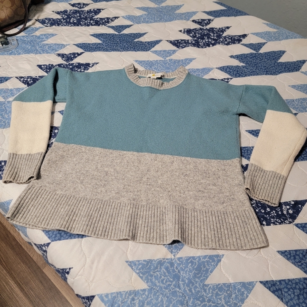Boden Blue and Gray Color Block Sweater